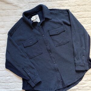 NWT aerie lumberJane waffle knit button down top Shacket navy blue